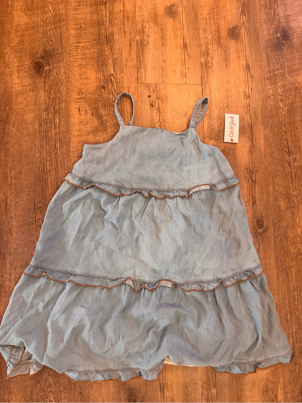 Cat & Jack Light Wash Tiered Denim Sundress - Blue